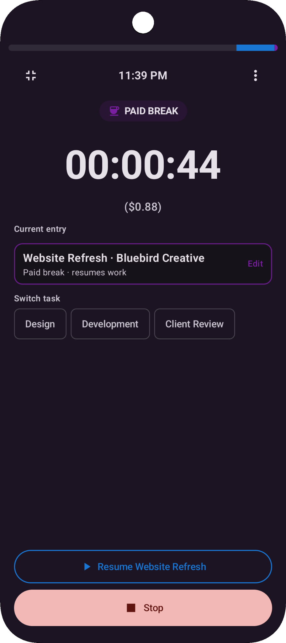 Loghaven fullscreen clock screenshot